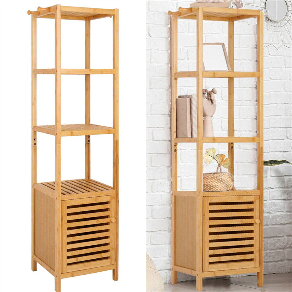 4 Tier Extra Tall Bamboo Bathroom Storage Cabinet