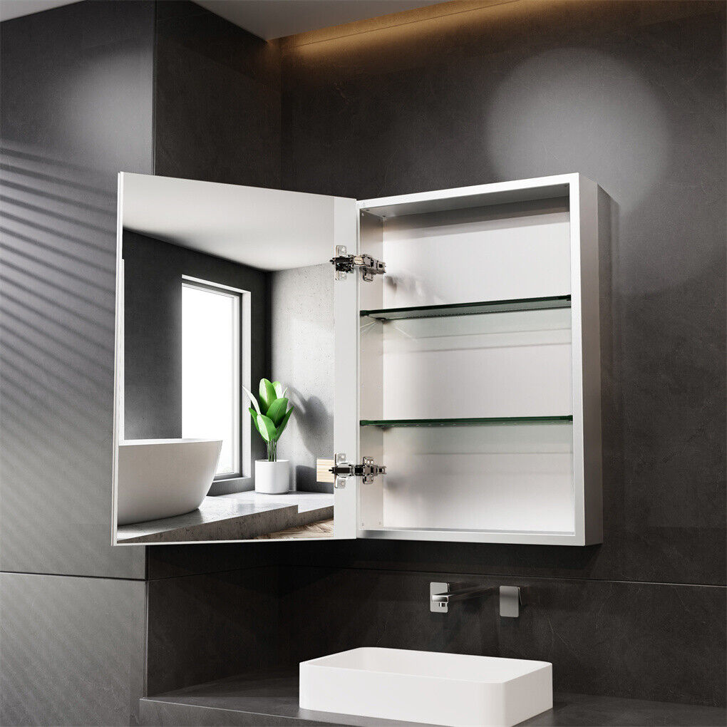 Wall Cabinet Medicine Dual Sides Mirror Makeup Storage Organizer