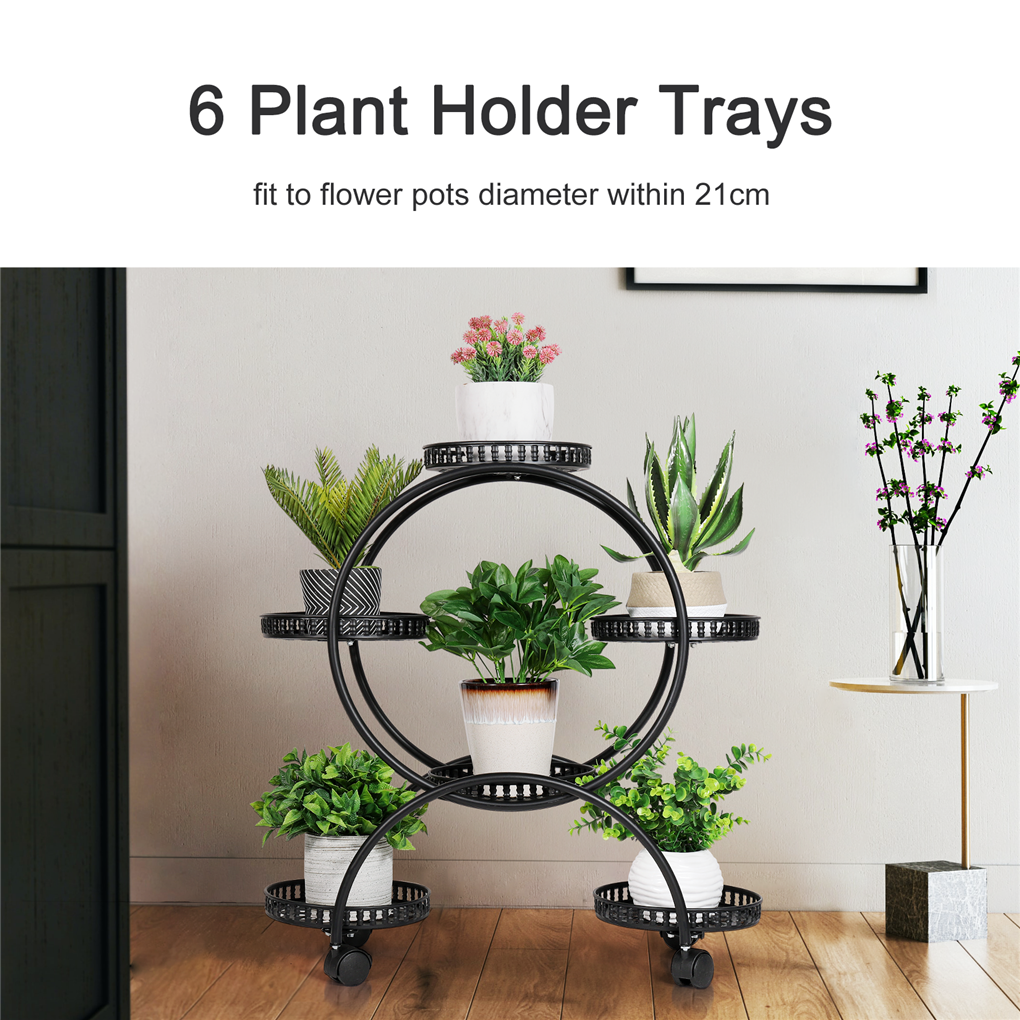6 Tier Heavy Metal Plant Stand Garden Display Flower Holder