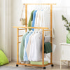 Double Rail Heavy Strong Rolling Clothes Rack with Trousers Rack & Bottom Shelf