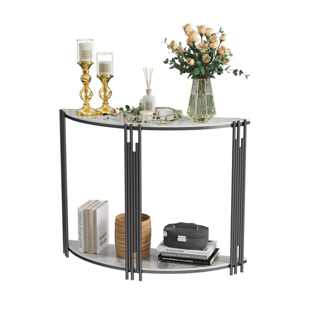 1/2 Tier Strong Slate Crescent Console Table