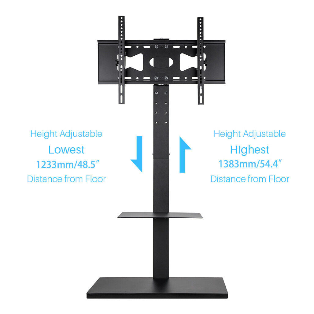 Floor TV Stand Swivel Mount Bracket Shelf Height Adjustable