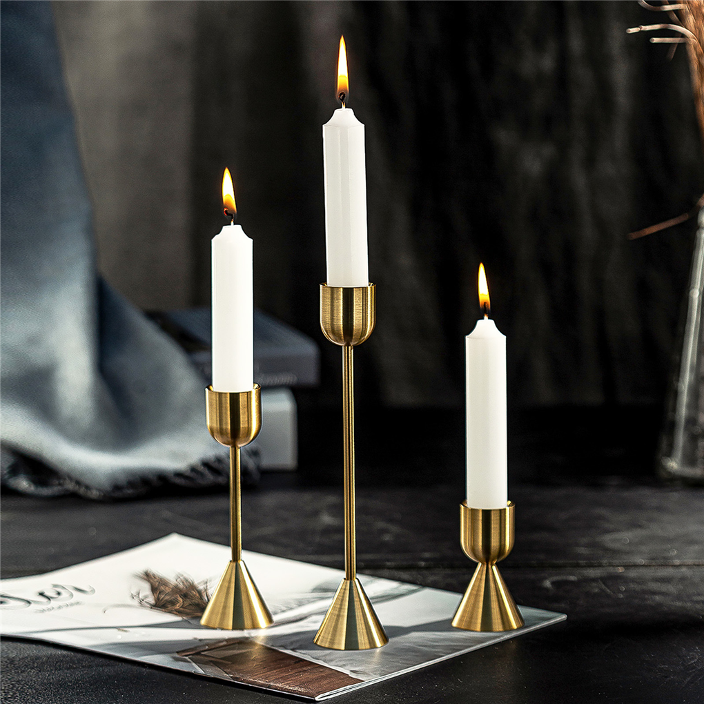 Set of 3 Brass Gold Candlestick Holder Vintage Wedding Candle