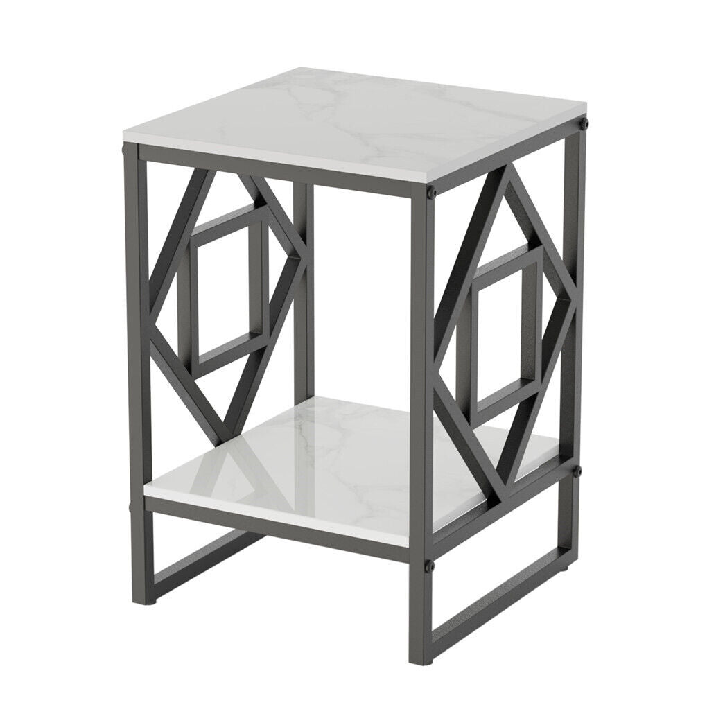 Sleek White Marble Side Table Sofa End Table Bedside Nightstand