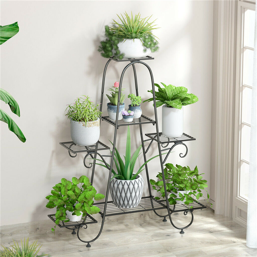7Tier Metal Plant Stand Shelves Flower Pot Display-