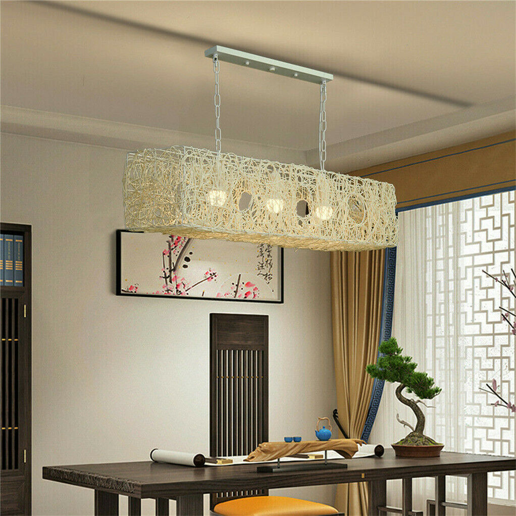 3 Light Rattan Dimmable Chandeliers
