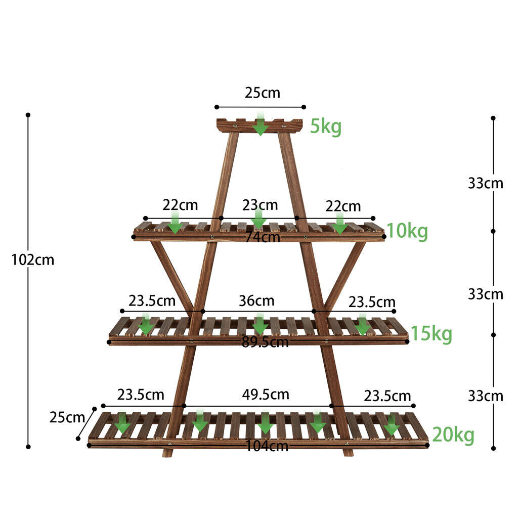 4 Tier Wood Plant Stand Flower Rack-