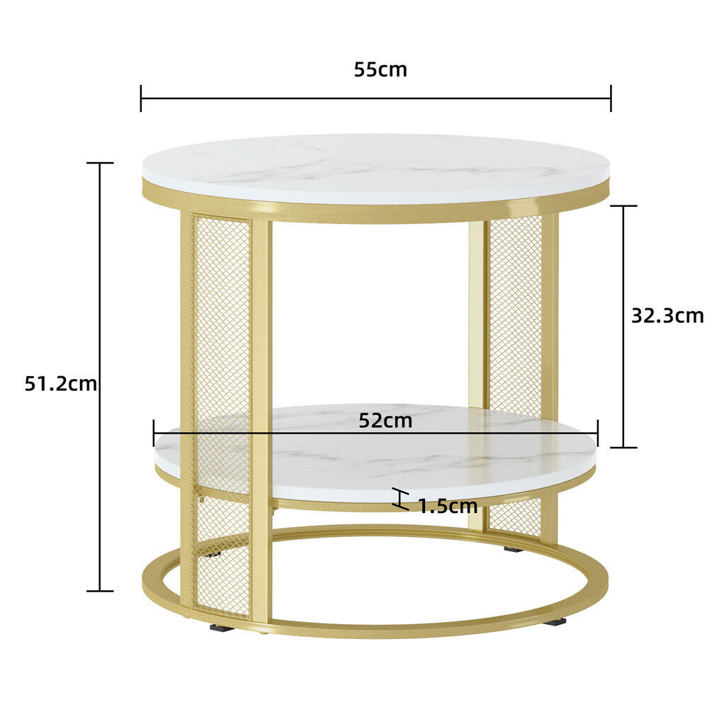 Round Dual Tier Marble Coffee Side Table
