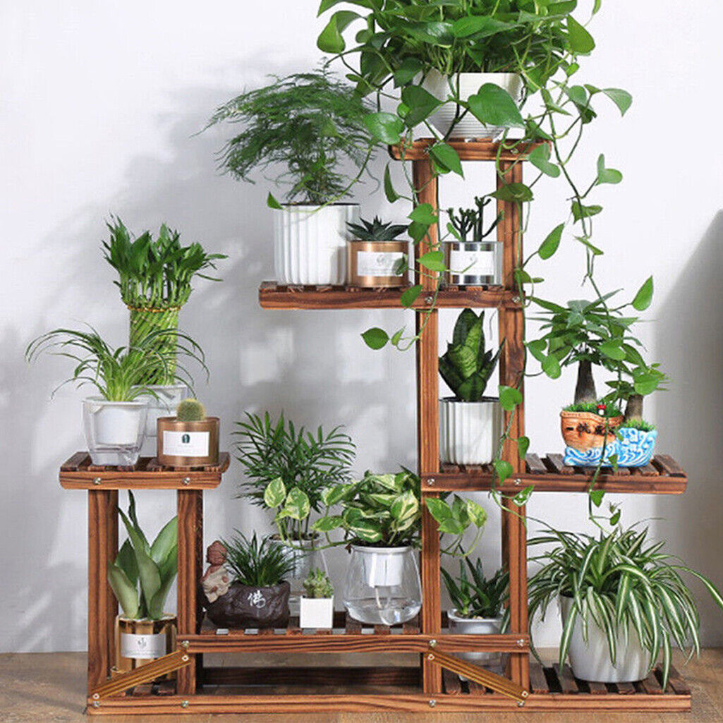 5 Tiers Wooden Plant Pot Stand Flower Display-