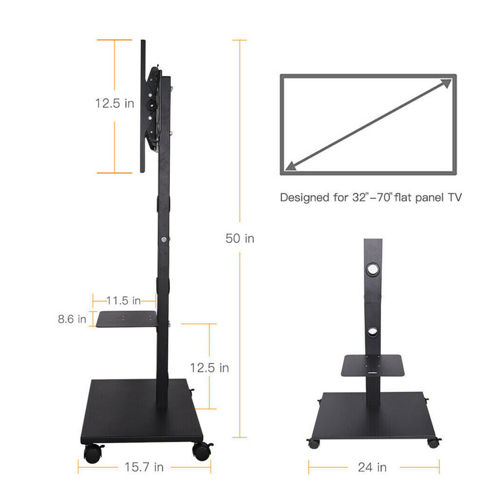 Plasma Portable TV Mobile Floor Stand Moving Cart  32"-70"