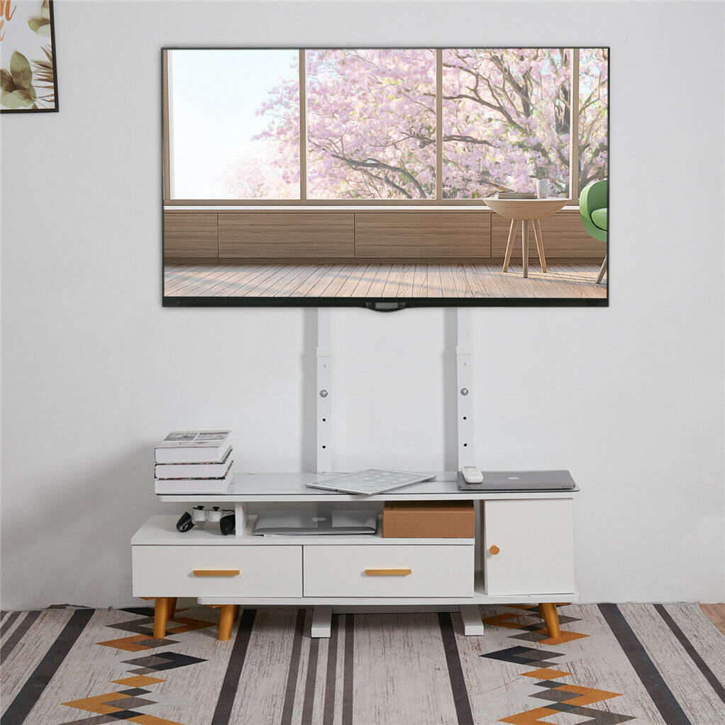 TV Floor Stand for 32-100" Flat Panel LED LCD Plasma Screens Height Adjustable