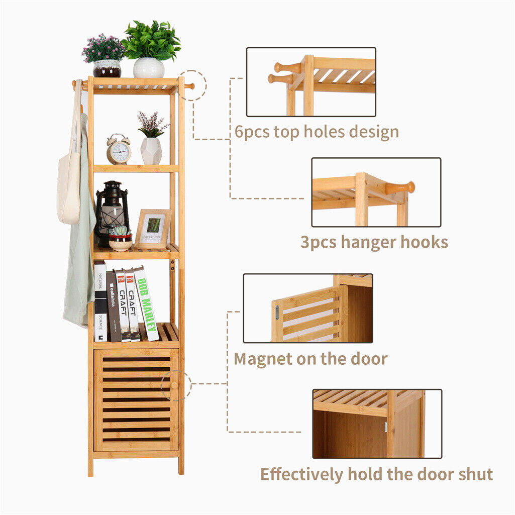 4 Tier Extra Tall Bamboo Bathroom Storage Cabinet