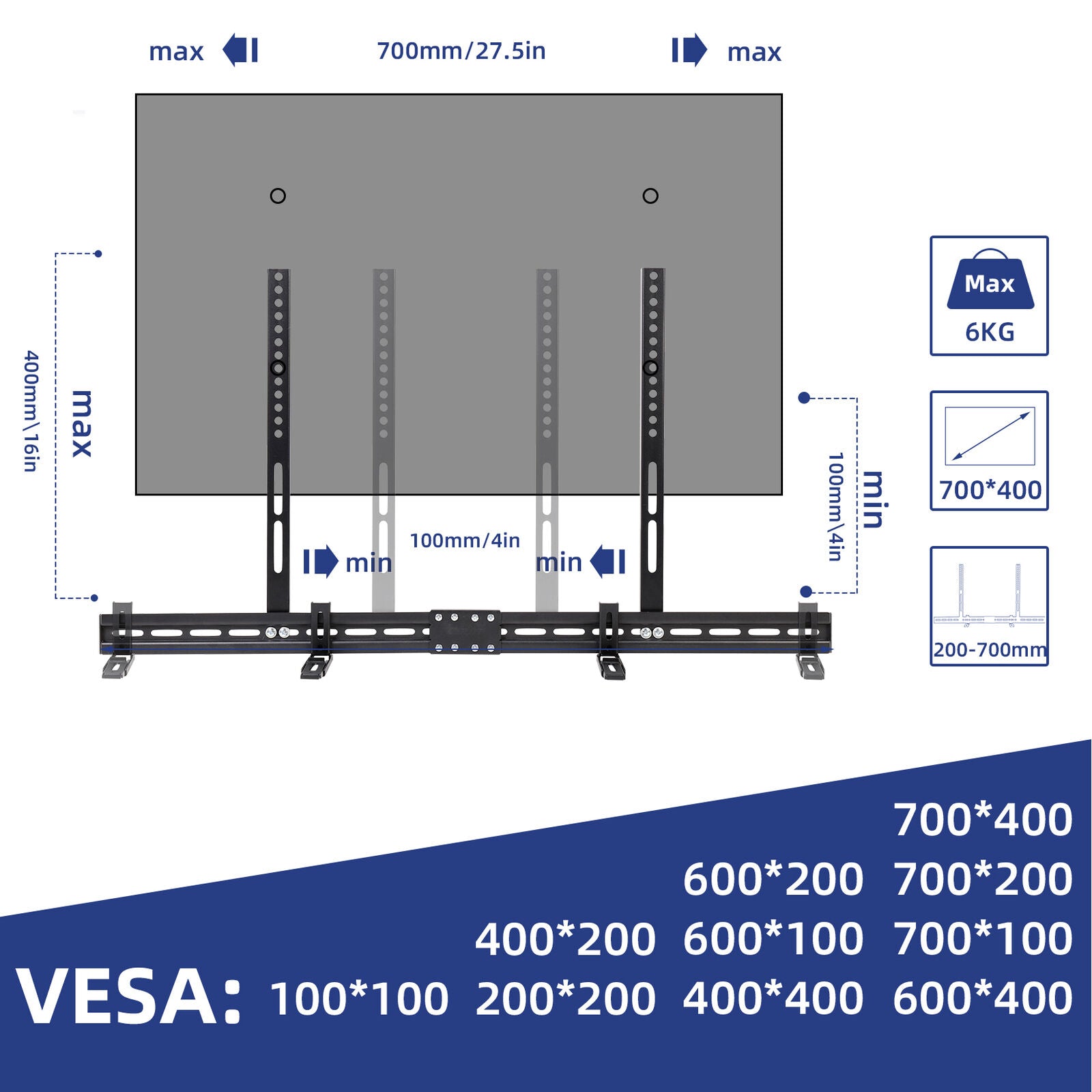 Universal Adjustable TV Soundbar Bracket