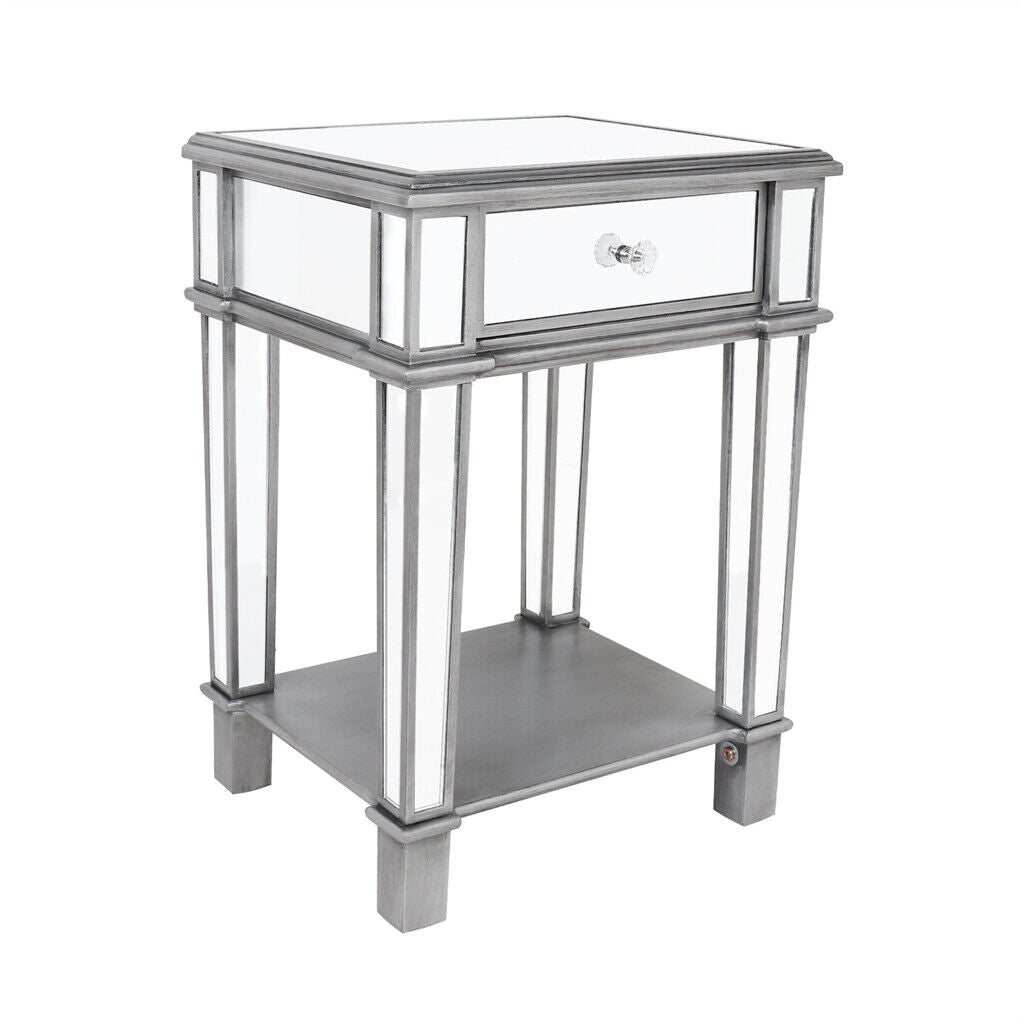2 Tier Luxury Silver Mirrored Side Table
