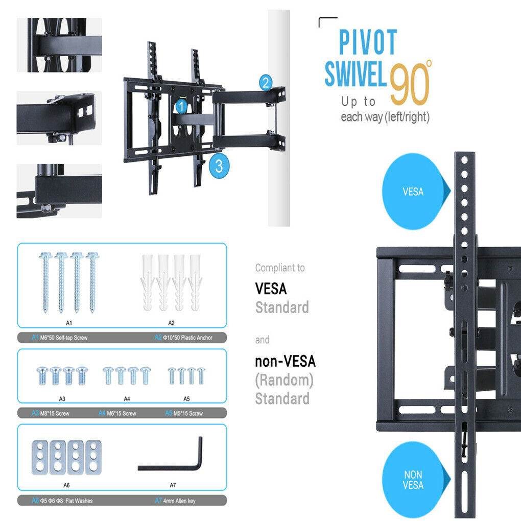 Articulating TV Wall Mount Corner Bracket Home Holder Rack Hanger