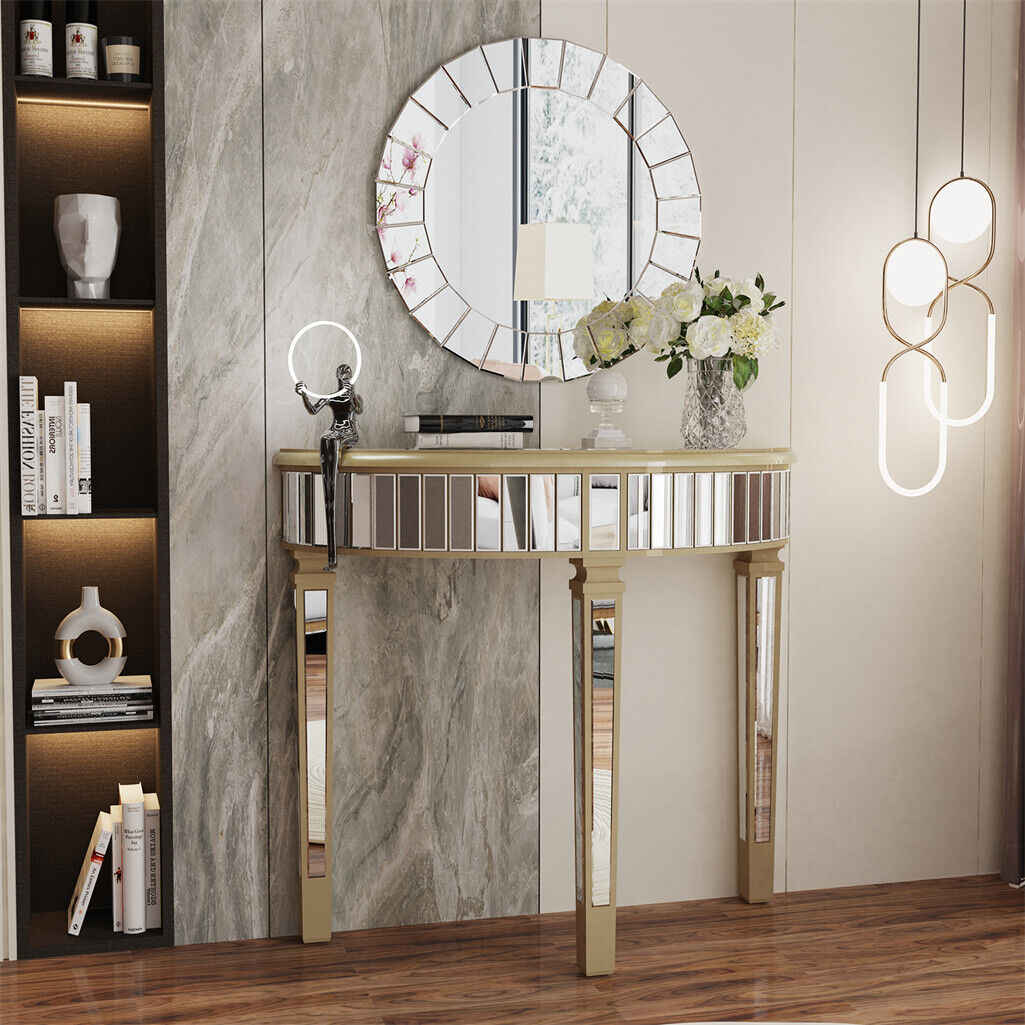 1/2 Tier Strong Slate Crescent Console Table
