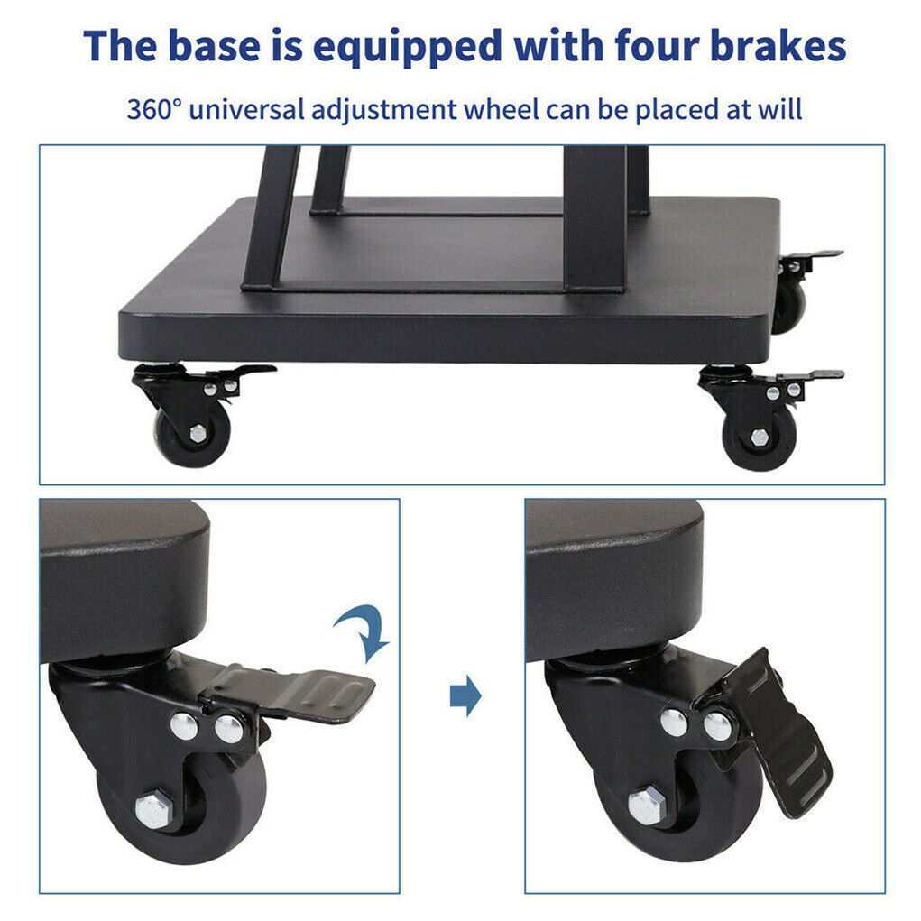 Mobile TV Stand Trolley Cart on Wheels Exhibition Trolley for 32-80”TVs 2 Layers