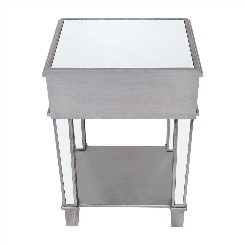 2 Tier Luxury Silver Mirrored Side Table