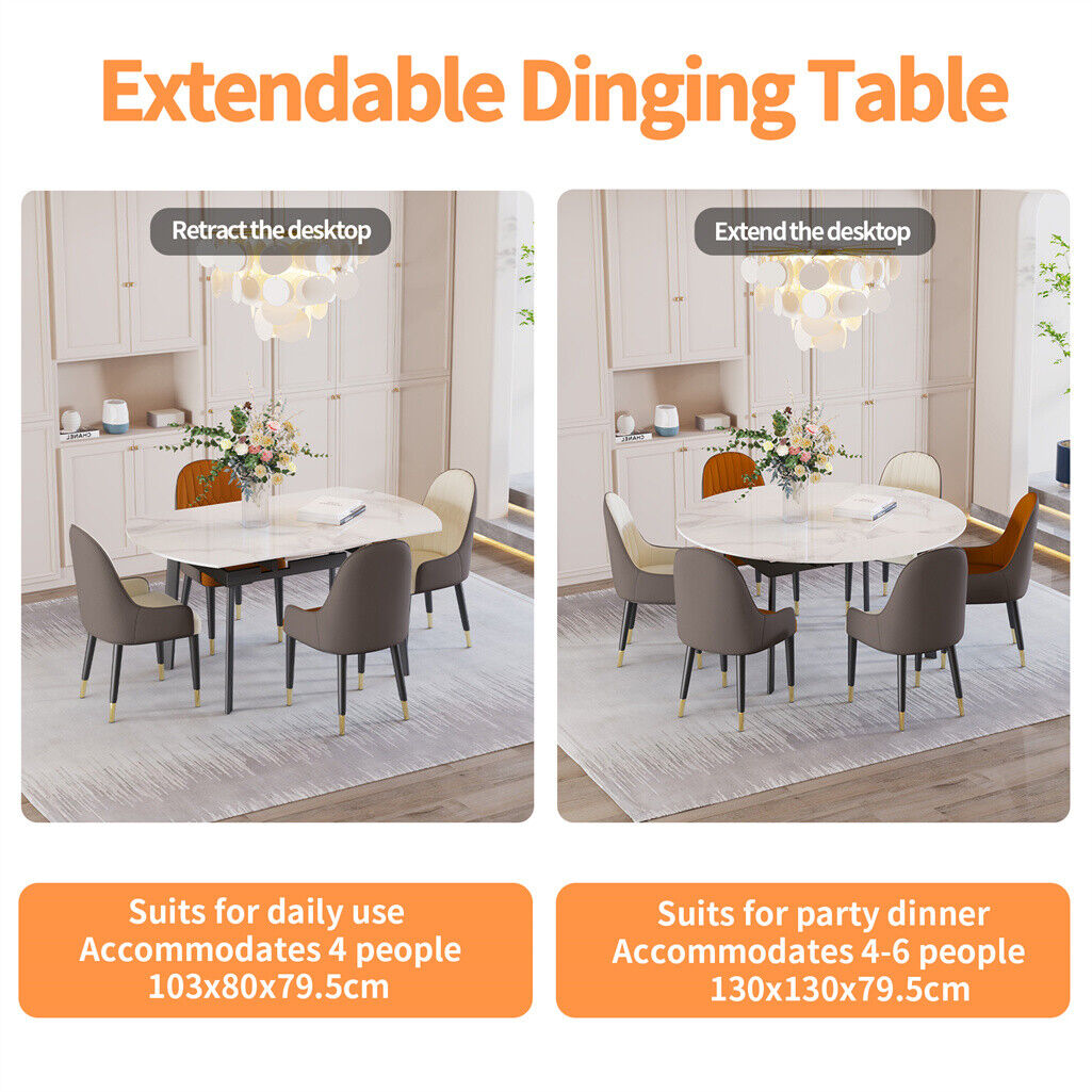 Round Extendable Kitchen Table Sintered Stone