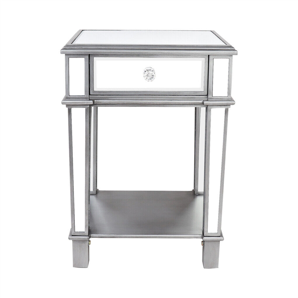 2 Tier Luxury Silver Mirrored Side Table