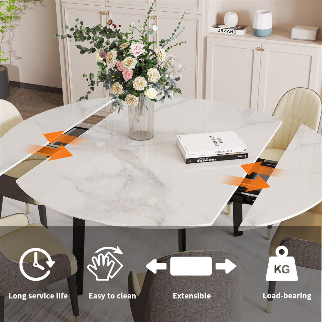 Round Extendable Kitchen Table Sintered Stone