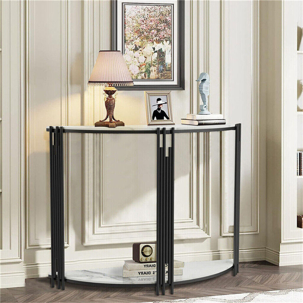 1/2 Tier Strong Slate Crescent Console Table