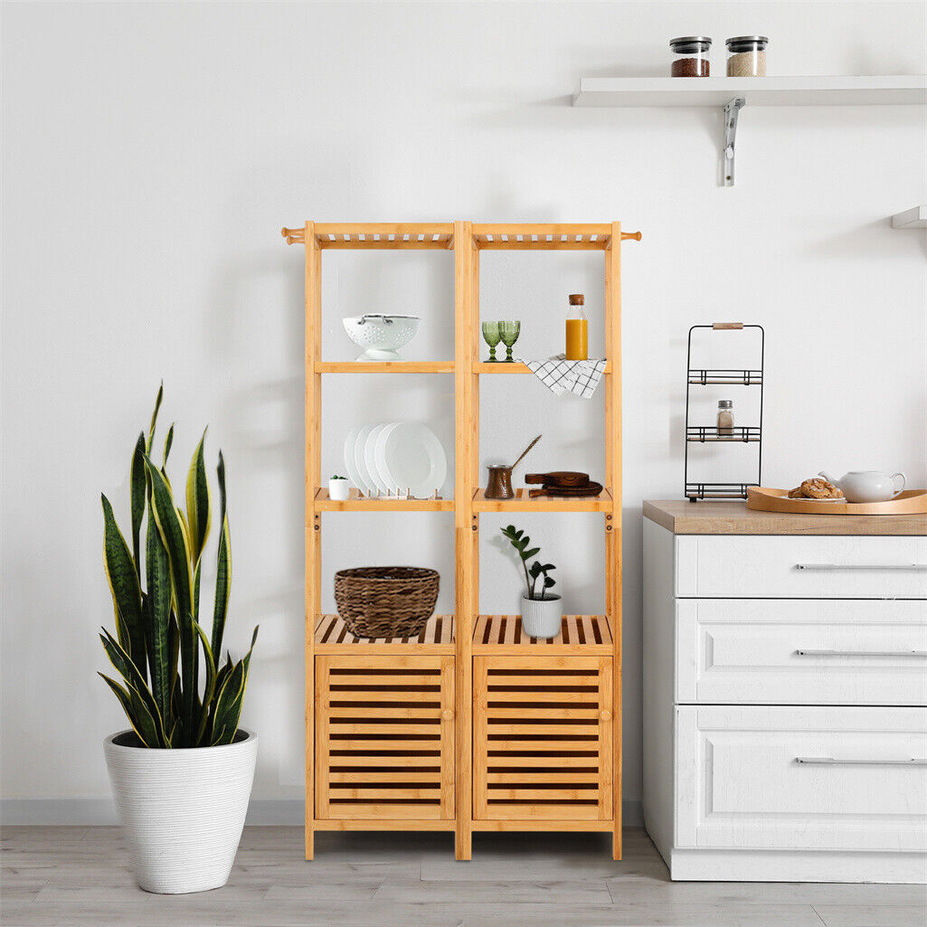 4 Tier Extra Tall Bamboo Bathroom Storage Cabinet