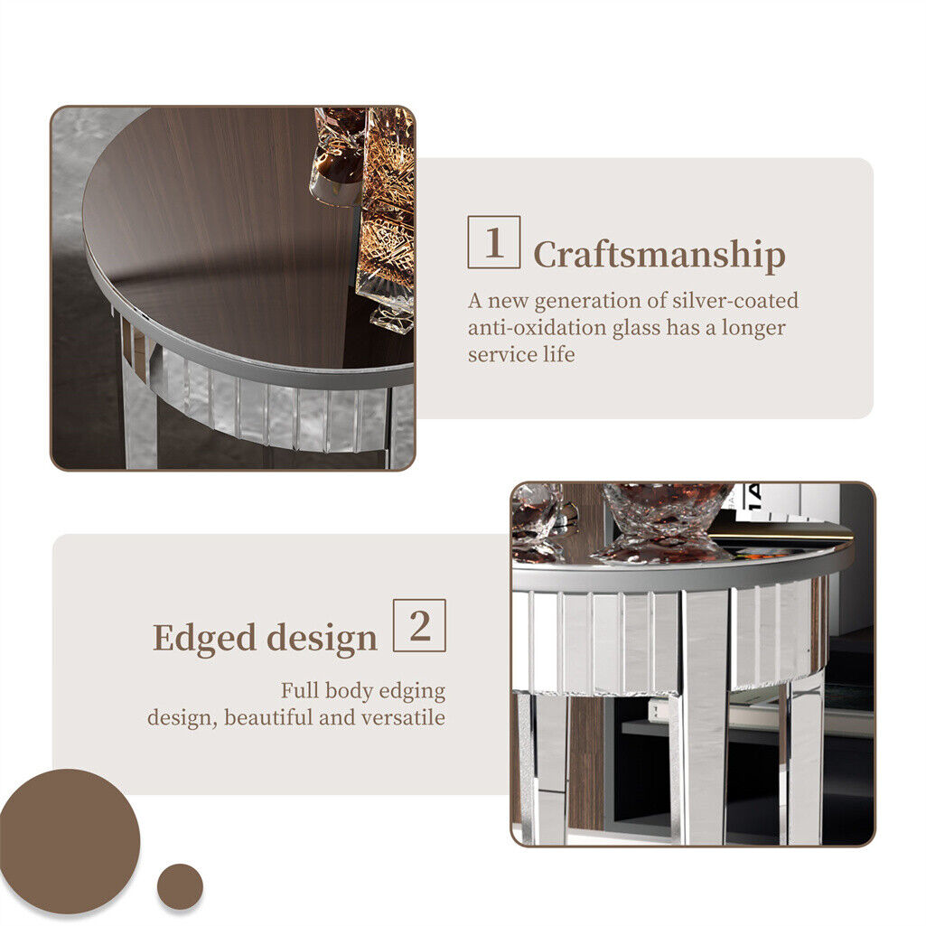 Luxury Mirrored Side Table Silver
