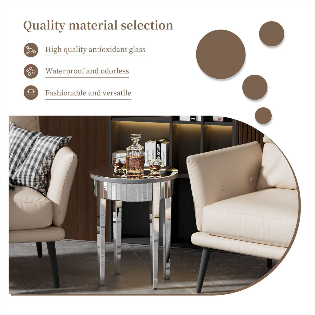 Luxury Mirrored Side Table Silver