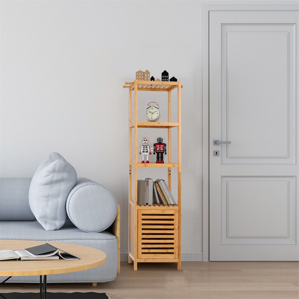 4 Tier Extra Tall Bamboo Bathroom Storage Cabinet