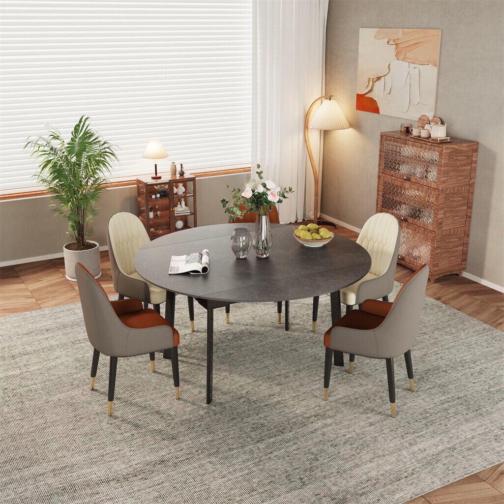 Round Extendable Kitchen Table Sintered Stone