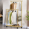 Double Rail Heavy Strong Rolling Clothes Rack with Trousers Rack & Bottom Shelf