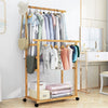 Double Rail Heavy Strong Rolling Clothes Rack with Trousers Rack & Bottom Shelf