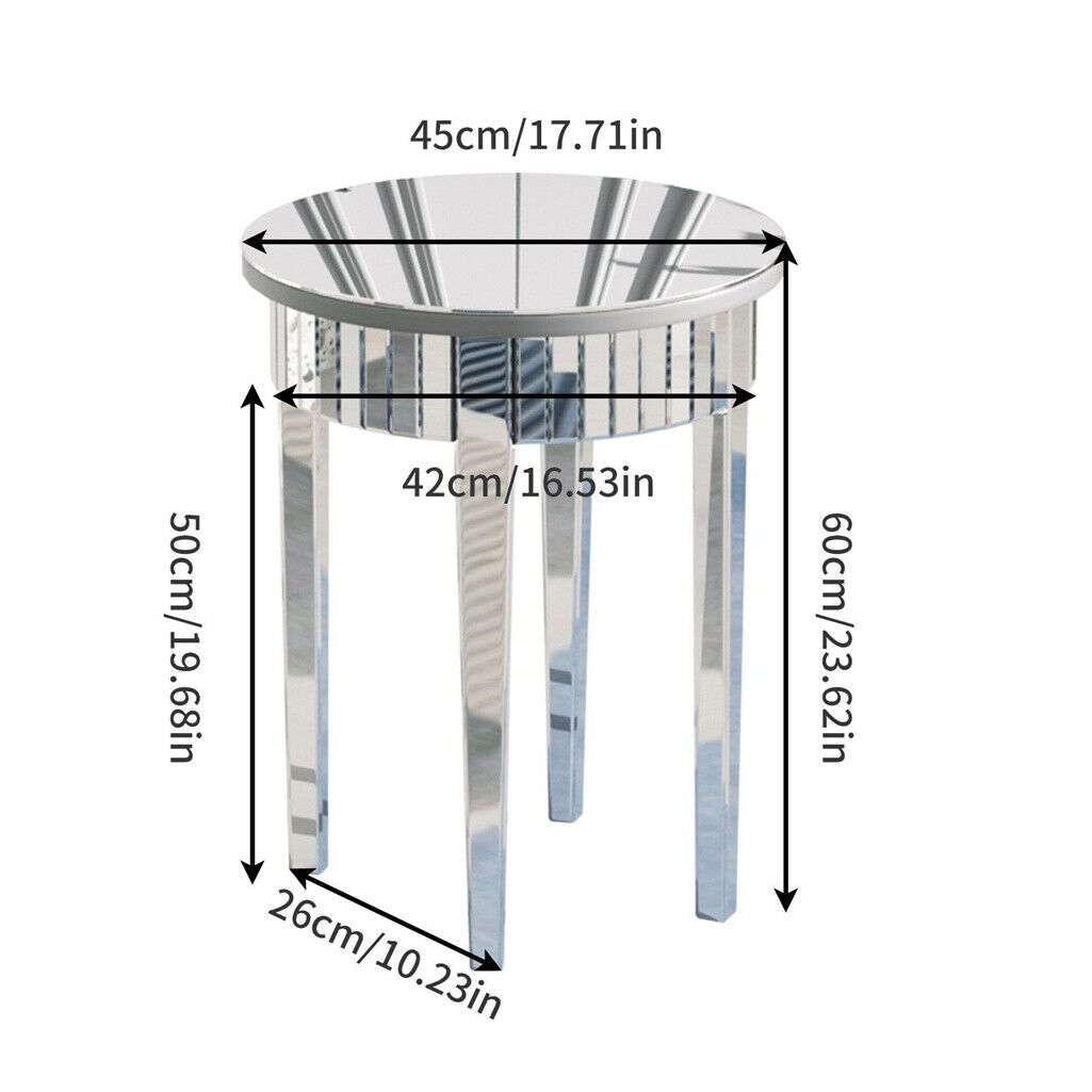 Luxury Mirrored Side Table Silver