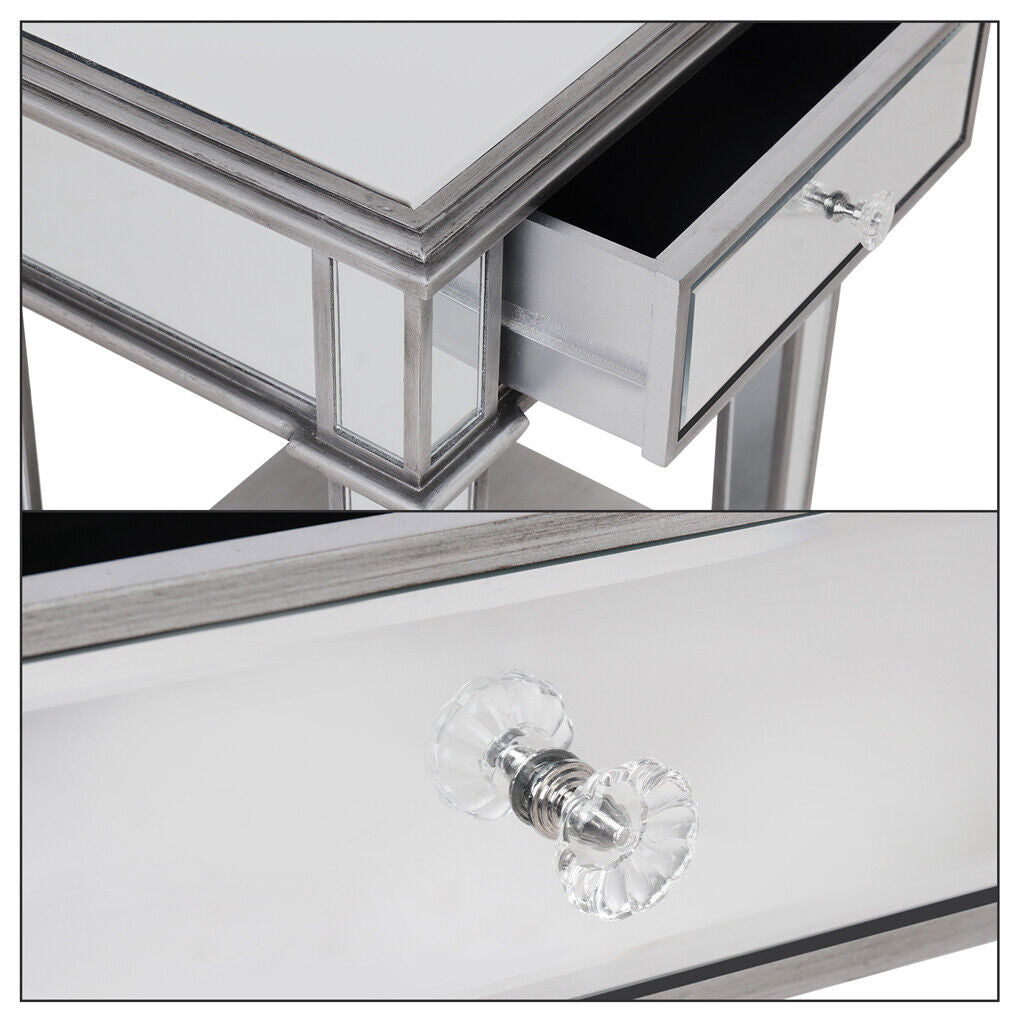 2 Tier Luxury Silver Mirrored Side Table