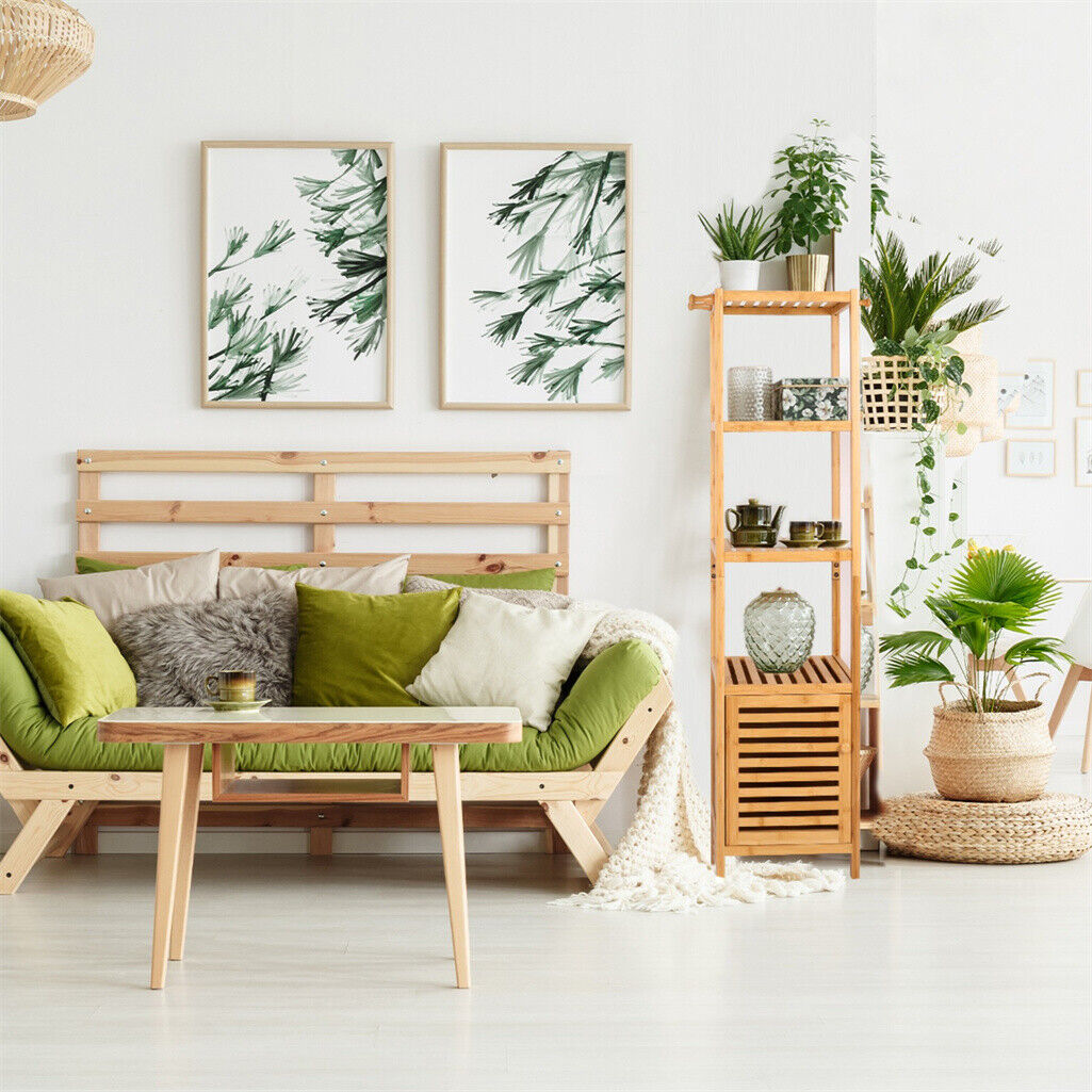 4 Tier Extra Tall Bamboo Bathroom Storage Cabinet