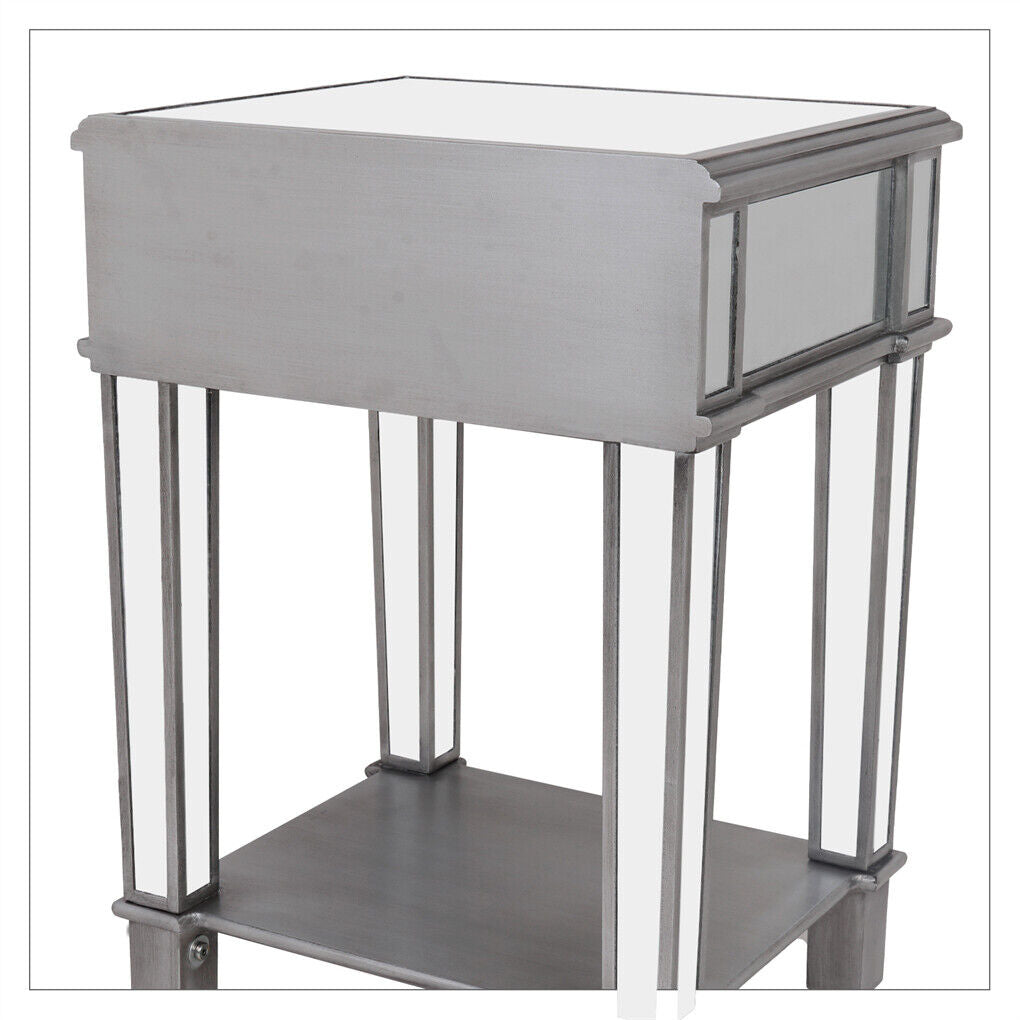 2 Tier Luxury Silver Mirrored Side Table