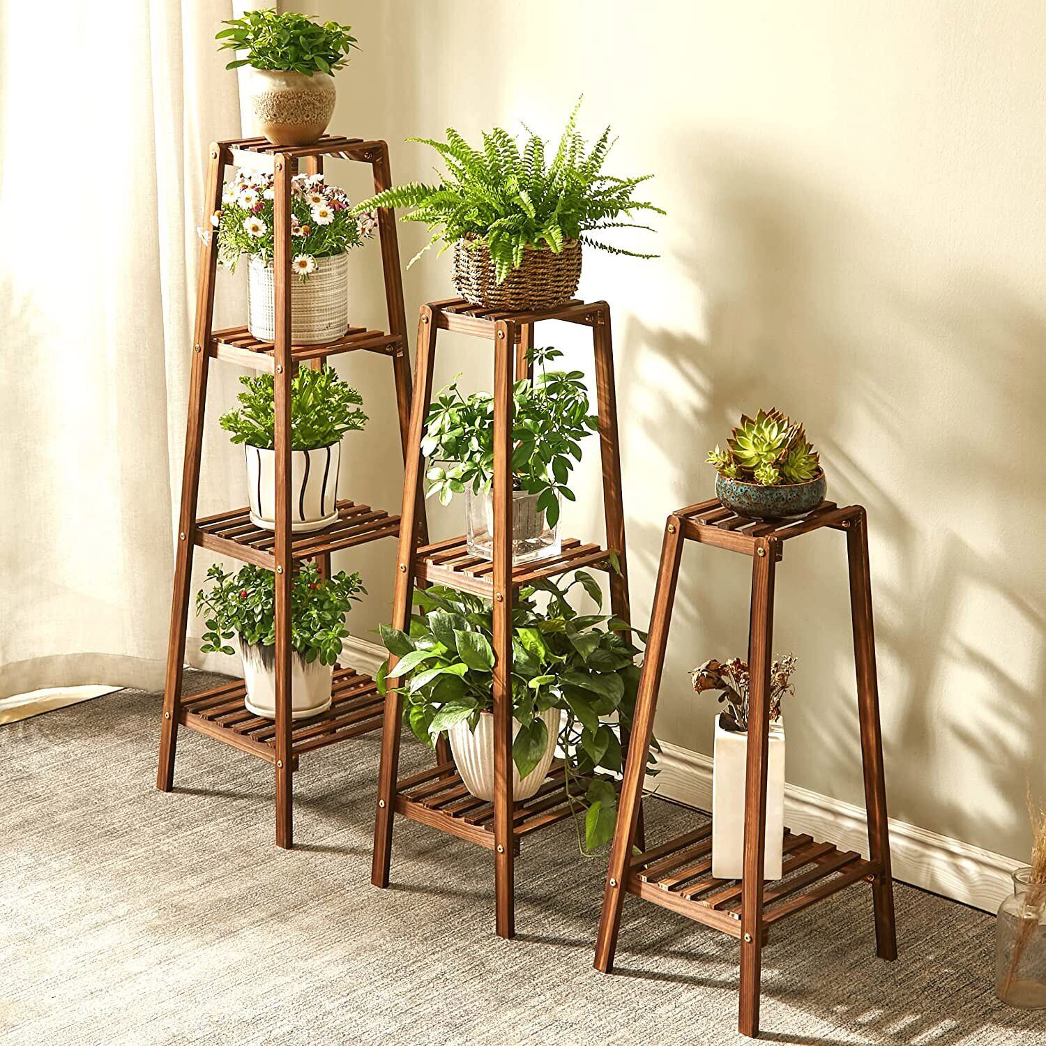 2/3/4 Tier Indoor Plant Stand Bamboo Planter Pot Organizer