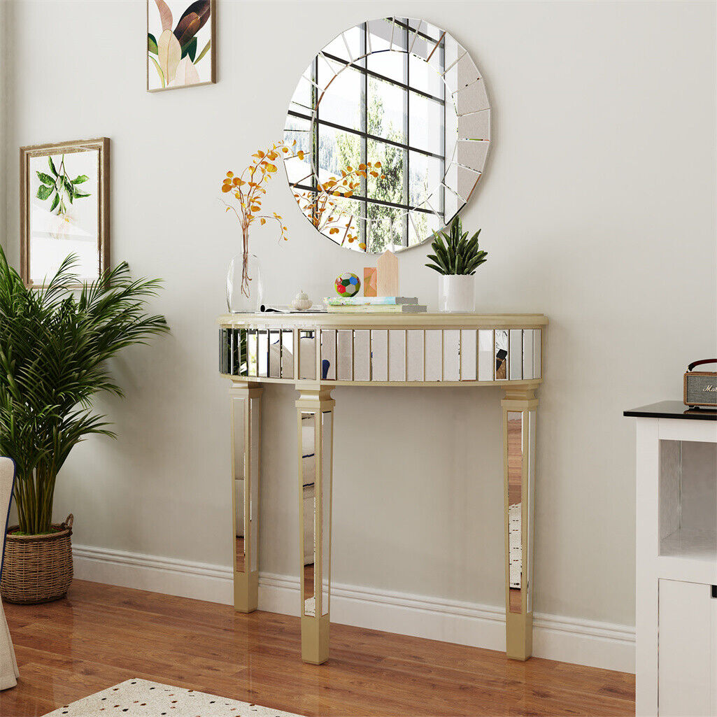 1/2 Tier Strong Slate Crescent Console Table
