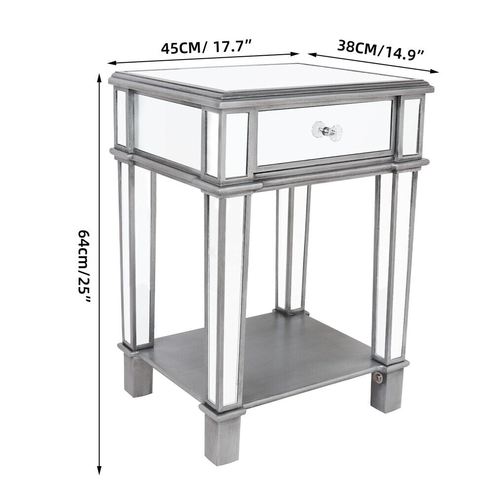 2 Tier Luxury Silver Mirrored Side Table