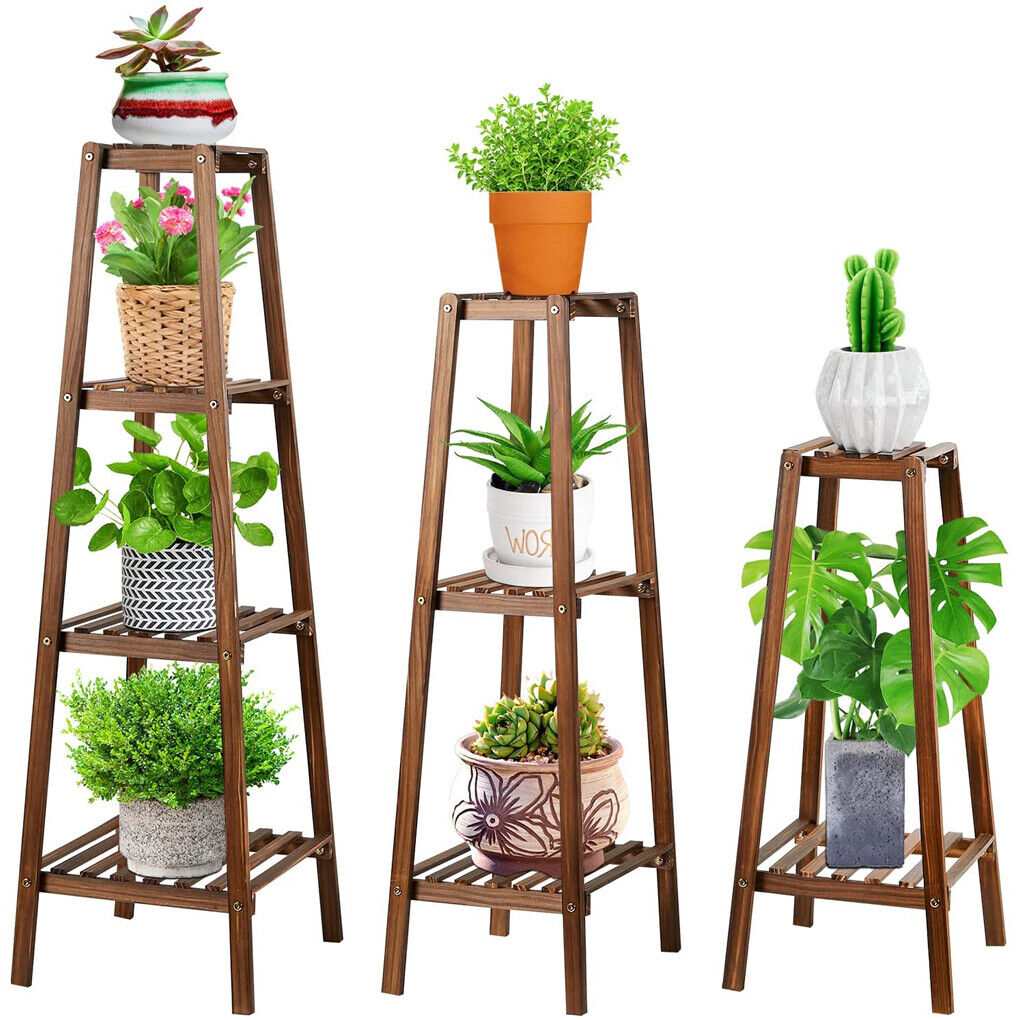 2/3/4 Tier Indoor Plant Stand Bamboo Planter Pot Organizer