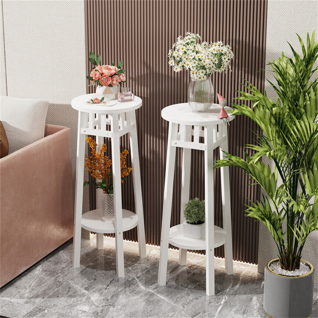 2Pcs Tall Bedside Tables Slim Plant Stand