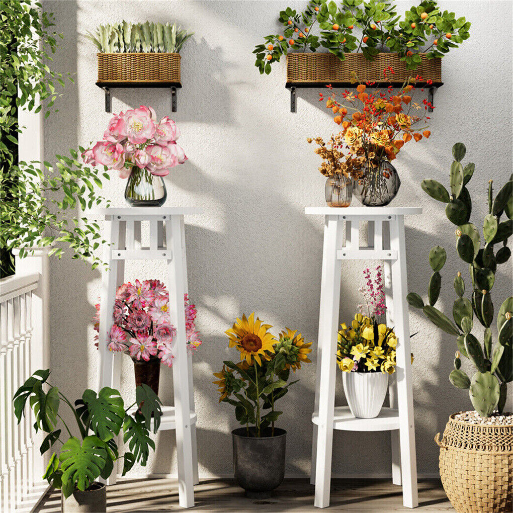 2Pcs Tall Bedside Tables Slim Plant Stand