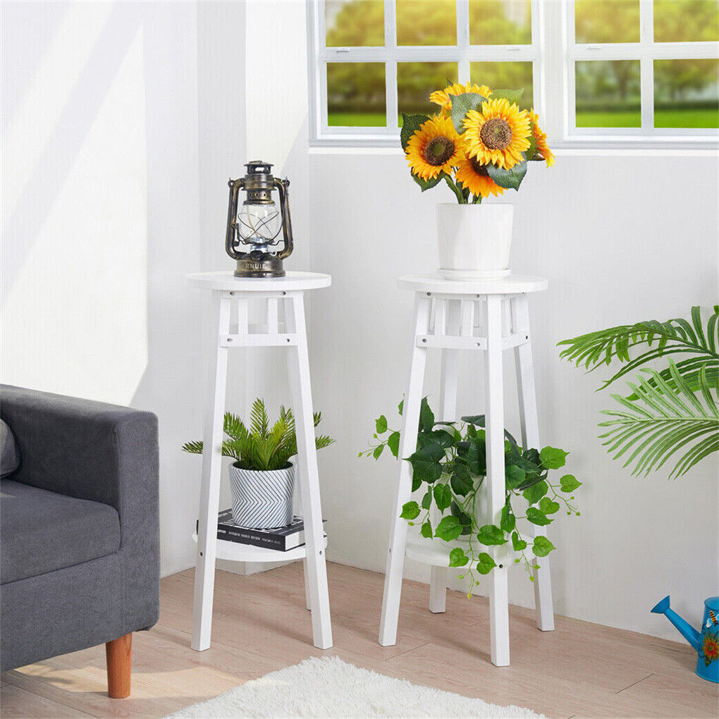 2Pcs Tall Bedside Tables Slim Plant Stand