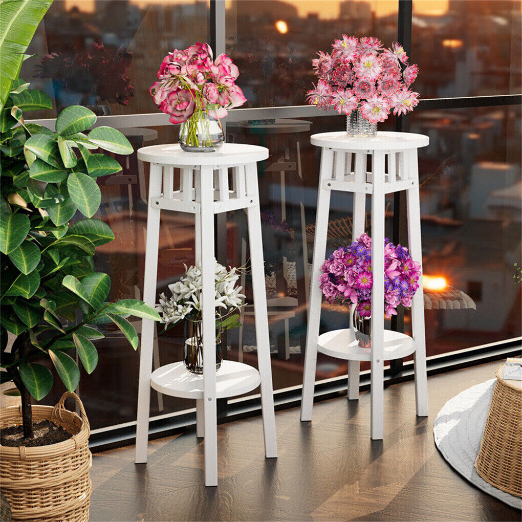 2Pcs Tall Bedside Tables Slim Plant Stand