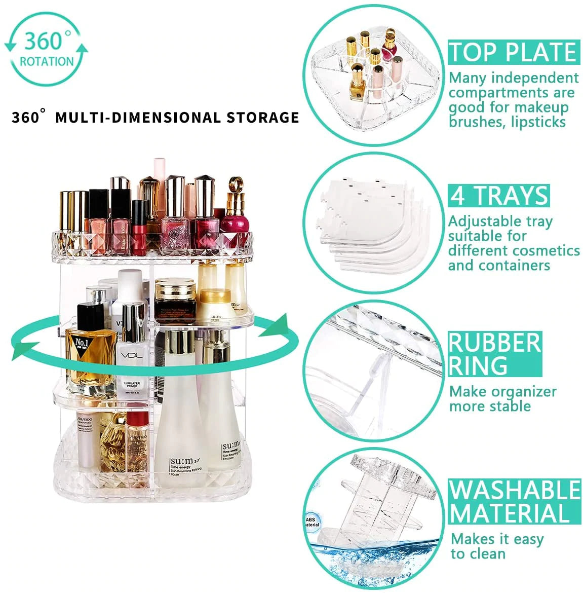 360° Rotating Makeup Organiser Cosmetic Holder