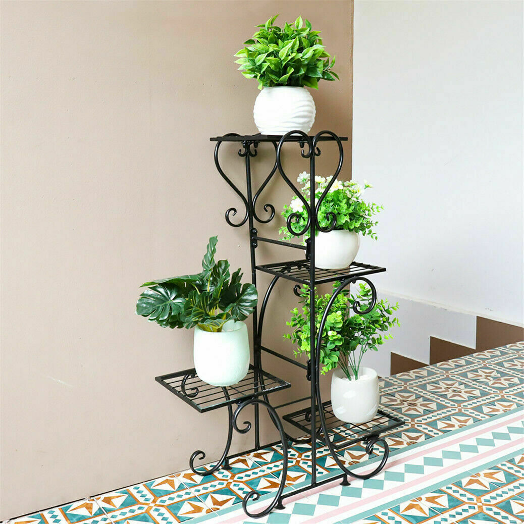 4 Pots Wrought Iron Rustproof Plant Stand-
