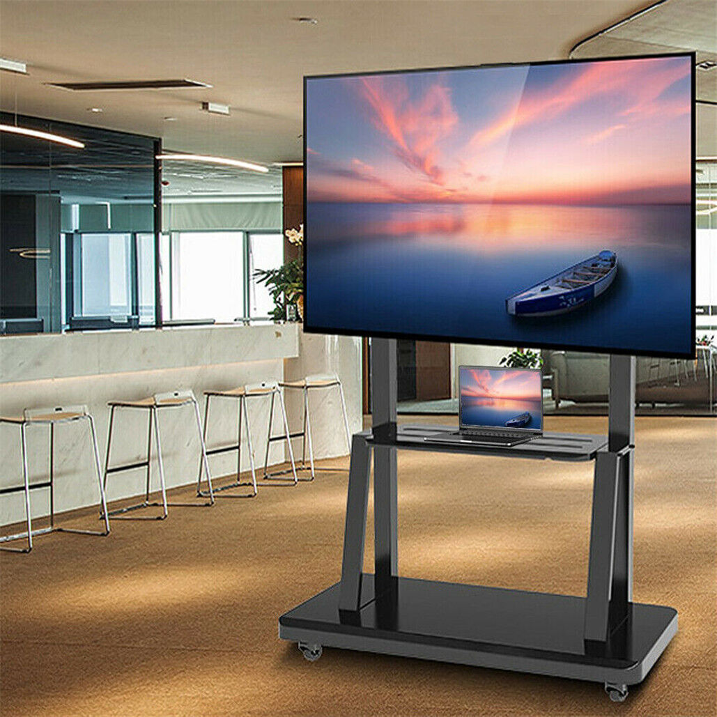 Rolling TV Floor Stand Mount Universal Flat Panel 40-100