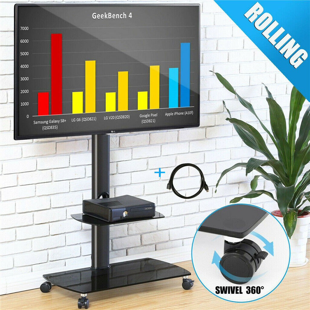 Plasma Portable TV Mobile Floor Stand Moving Cart  32"-70"