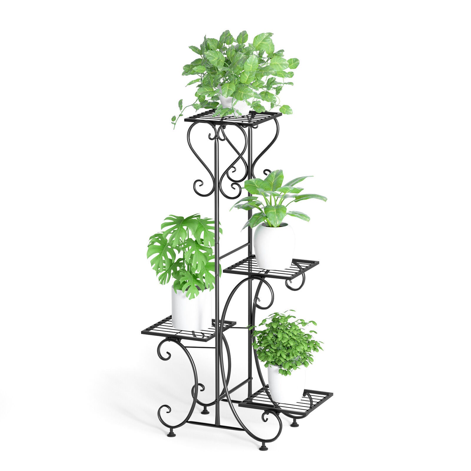 4 Pots Wrought Iron Rustproof Plant Stand-